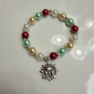 Elegant Multicolor Beaded Bracelet with Sun Charm